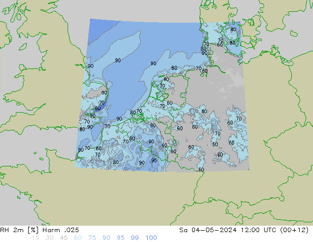 Humidité rel. 2m Harm .025 sam 04.05.2024 12 UTC