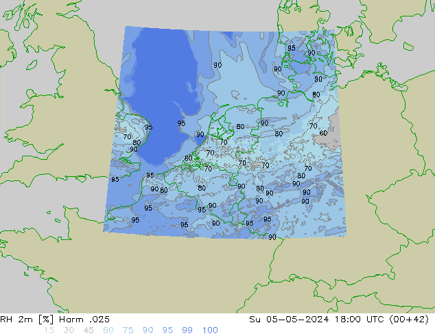 Humidité rel. 2m Harm .025 dim 05.05.2024 18 UTC