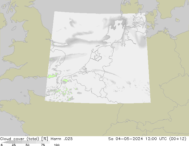 Cloud cover (total) Harm .025 Sa 04.05.2024 12 UTC