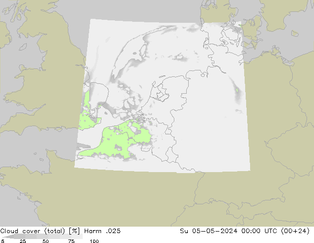 Cloud cover (total) Harm .025 Su 05.05.2024 00 UTC