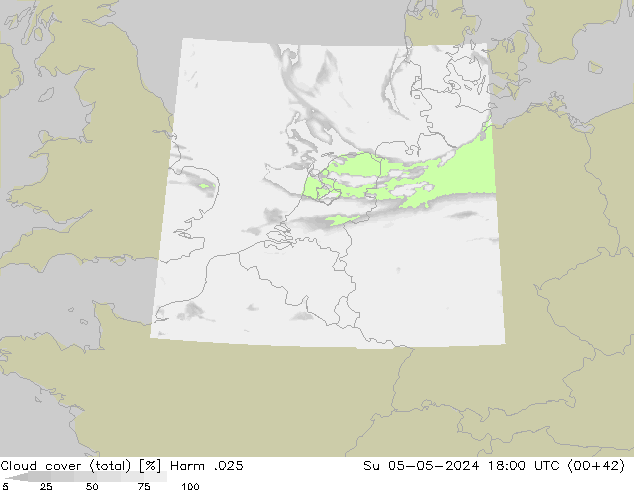 Cloud cover (total) Harm .025 Su 05.05.2024 18 UTC