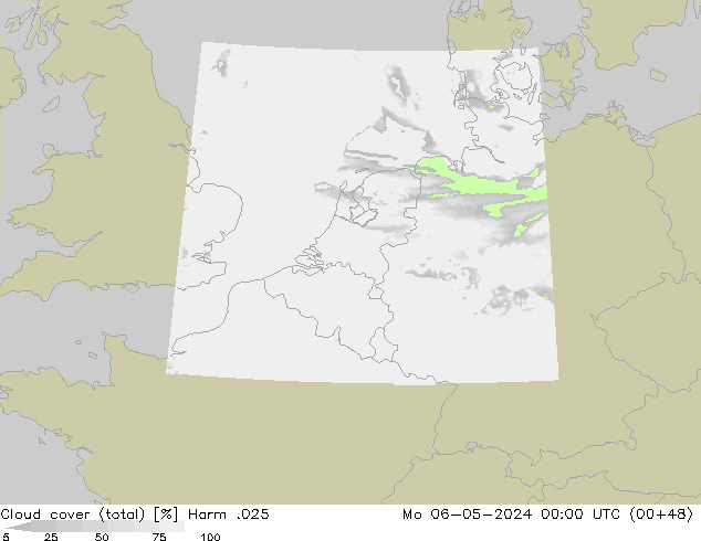 Cloud cover (total) Harm .025 Po 06.05.2024 00 UTC