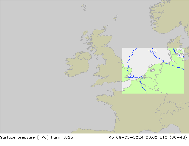 Atmosférický tlak Harm .025 Po 06.05.2024 00 UTC