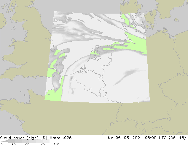 Cloud cover (high) Harm .025 Mo 06.05.2024 06 UTC
