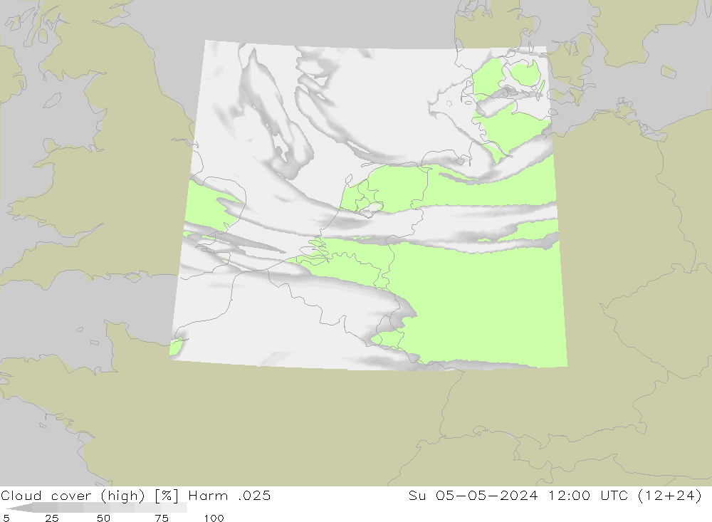 Cloud cover (high) Harm .025 Su 05.05.2024 12 UTC