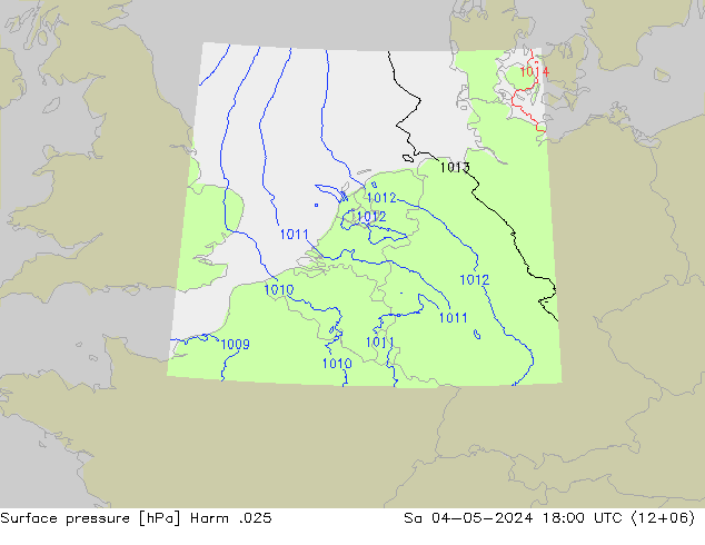 Pressione al suolo Harm .025 sab 04.05.2024 18 UTC