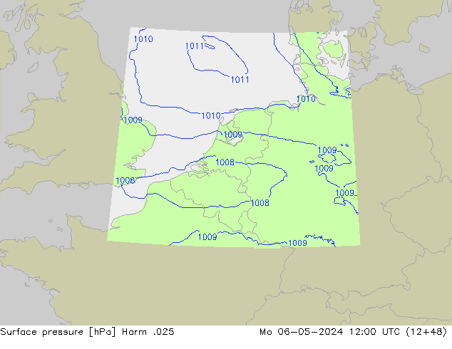 Atmosférický tlak Harm .025 Po 06.05.2024 12 UTC