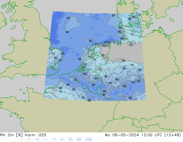 Humidité rel. 2m Harm .025 lun 06.05.2024 12 UTC