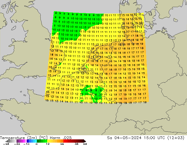 温度图 Harm .025 星期六 04.05.2024 15 UTC