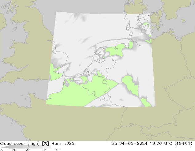 Cloud cover (high) Harm .025 Sa 04.05.2024 19 UTC