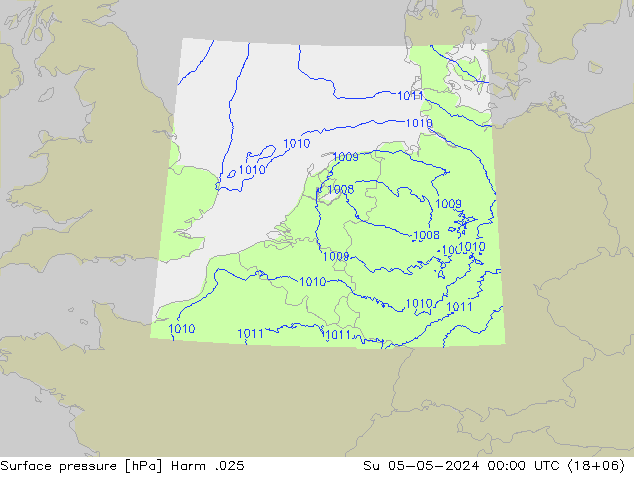 Atmosférický tlak Harm .025 Ne 05.05.2024 00 UTC