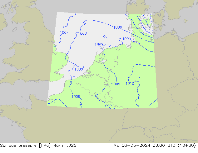 Atmosférický tlak Harm .025 Po 06.05.2024 00 UTC