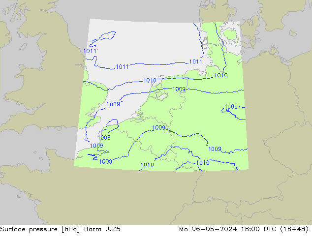 Atmosférický tlak Harm .025 Po 06.05.2024 18 UTC