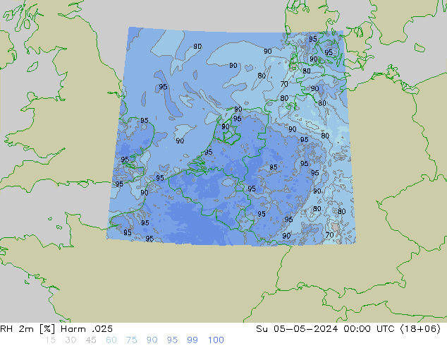 RH 2m Harm .025 星期日 05.05.2024 00 UTC