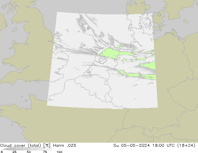 Cloud cover (total) Harm .025 Ne 05.05.2024 18 UTC