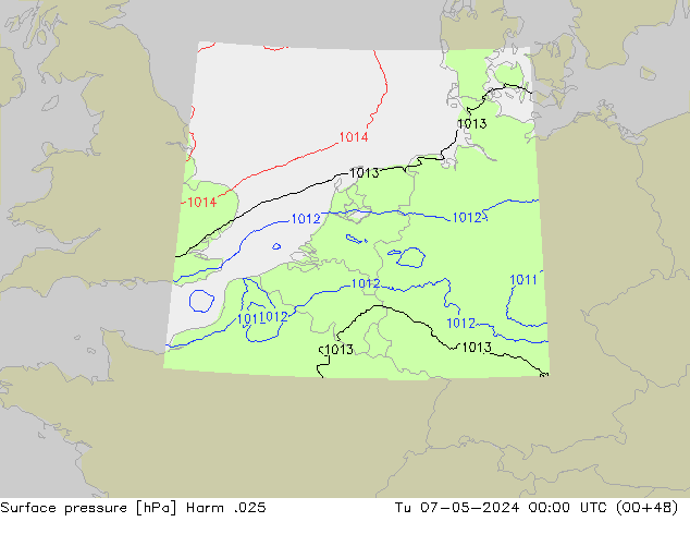 Pressione al suolo Harm .025 mar 07.05.2024 00 UTC