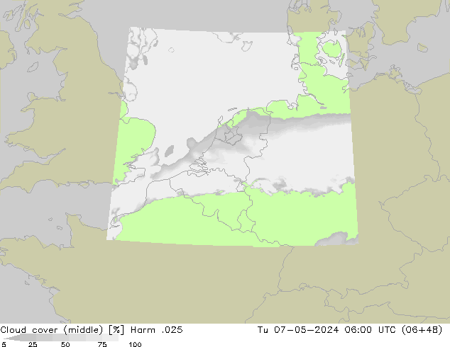 Bewolking (Middelb.) Harm .025 di 07.05.2024 06 UTC