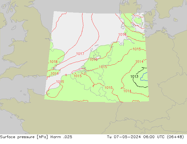 Atmosférický tlak Harm .025 Út 07.05.2024 06 UTC