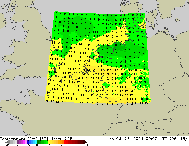 Temperature (2m) Harm .025 Mo 06.05.2024 00 UTC