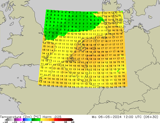 карта температуры Harm .025 пн 06.05.2024 12 UTC