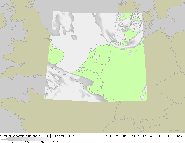 Cloud cover (middle) Harm .025 Su 05.05.2024 15 UTC