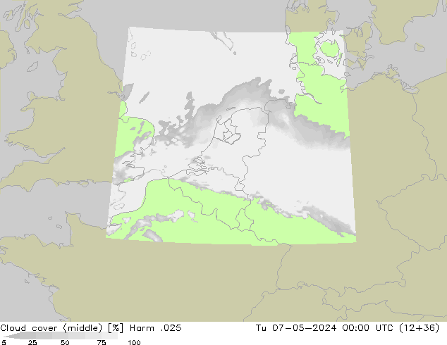 Cloud cover (middle) Harm .025 Tu 07.05.2024 00 UTC