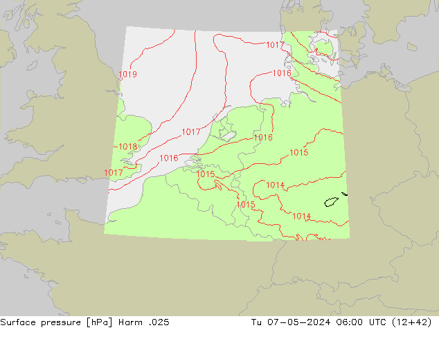 приземное давление Harm .025 вт 07.05.2024 06 UTC