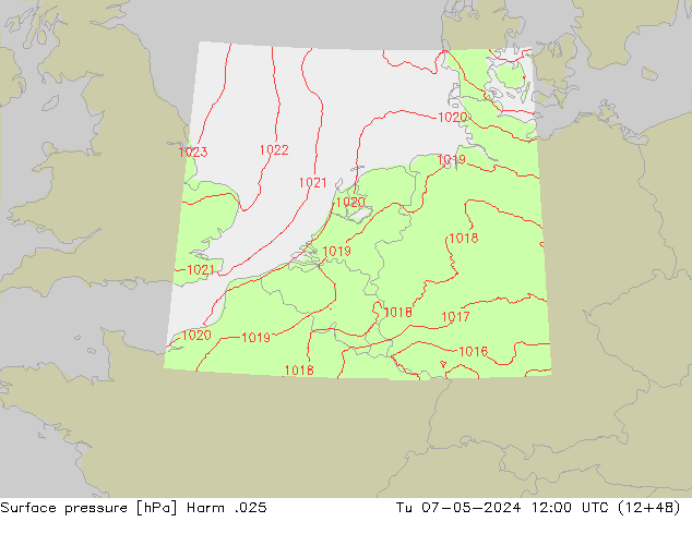 Atmosférický tlak Harm .025 Út 07.05.2024 12 UTC
