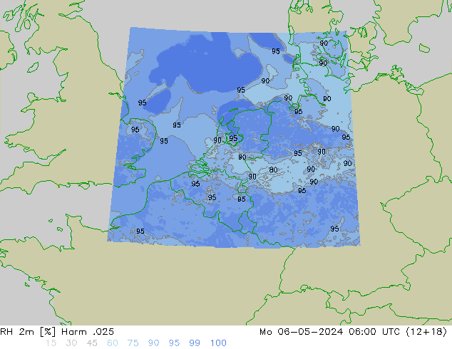 Humidité rel. 2m Harm .025 lun 06.05.2024 06 UTC