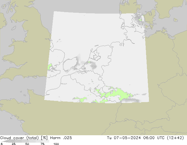 Bewolking (Totaal) Harm .025 di 07.05.2024 06 UTC