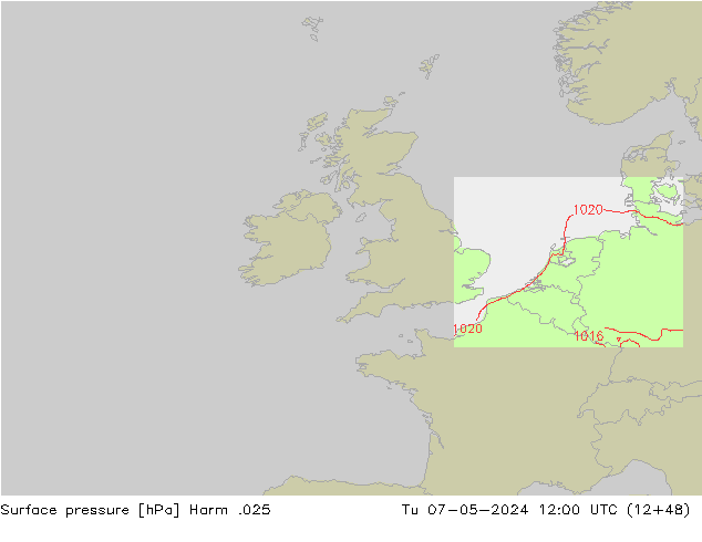 Surface pressure Harm .025 Tu 07.05.2024 12 UTC