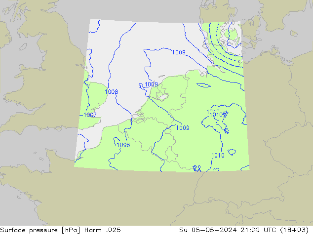 地面气压 Harm .025 星期日 05.05.2024 21 UTC