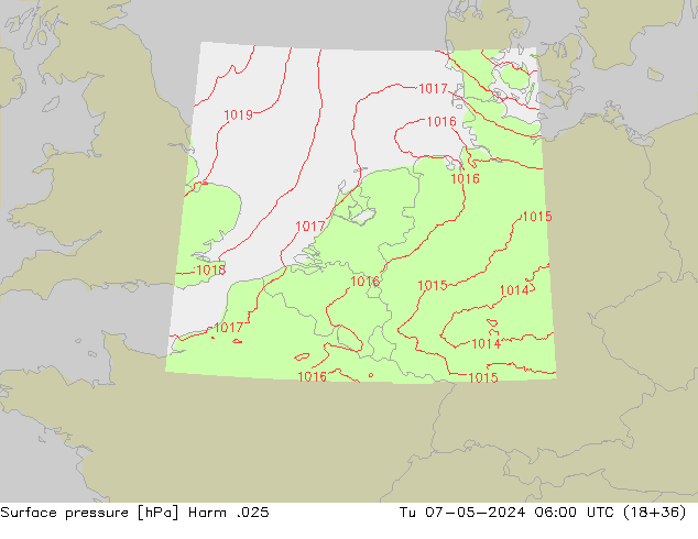 Surface pressure Harm .025 Tu 07.05.2024 06 UTC