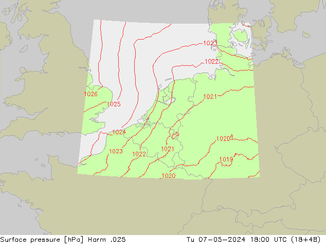 приземное давление Harm .025 вт 07.05.2024 18 UTC