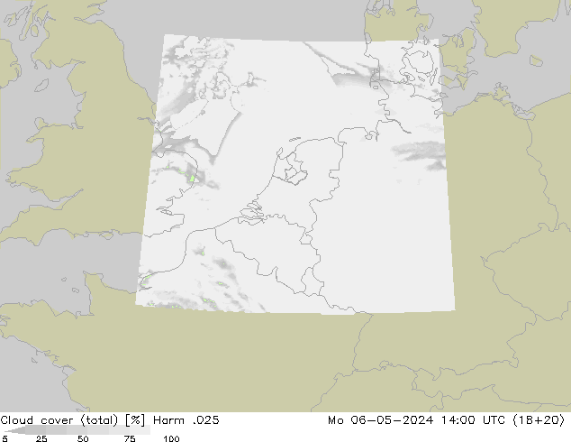 Wolken (gesamt) Harm .025 Mo 06.05.2024 14 UTC
