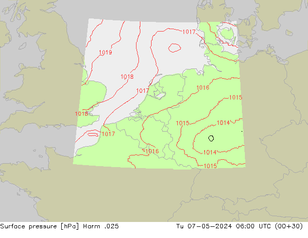 Luchtdruk (Grond) Harm .025 di 07.05.2024 06 UTC