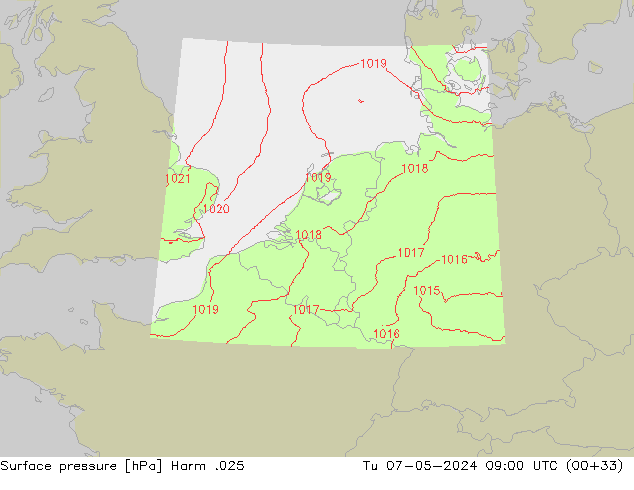 Luchtdruk (Grond) Harm .025 di 07.05.2024 09 UTC
