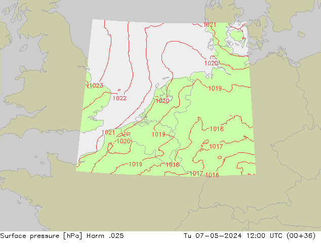 Pressione al suolo Harm .025 mar 07.05.2024 12 UTC