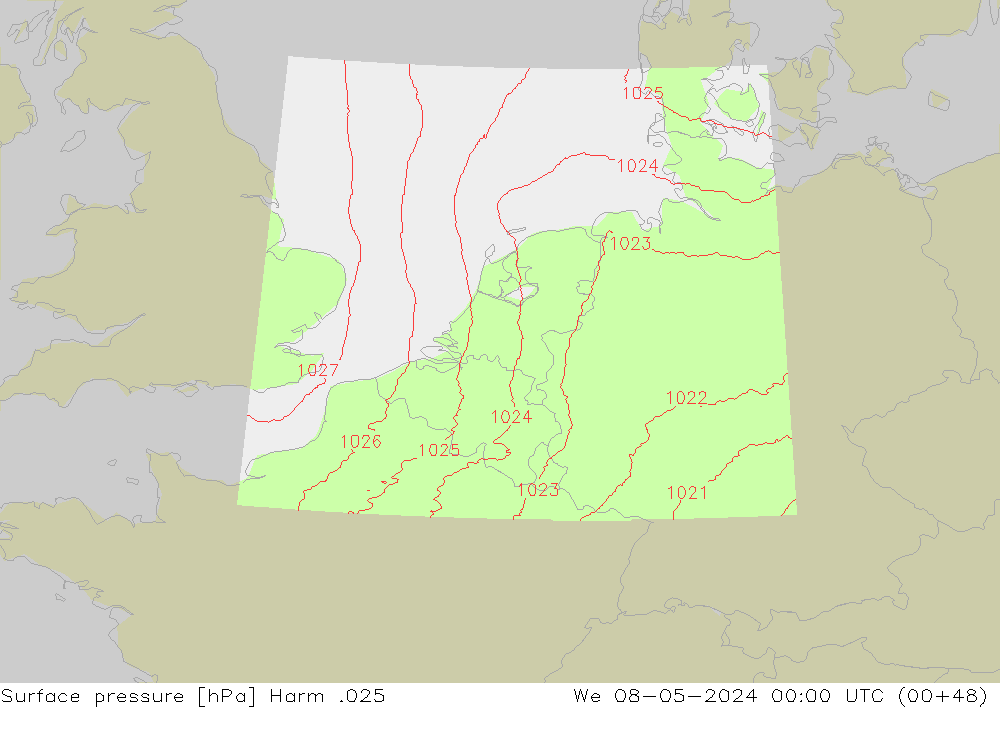 Surface pressure Harm .025 We 08.05.2024 00 UTC