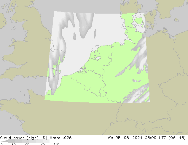 Nuages (élevé) Harm .025 mer 08.05.2024 06 UTC