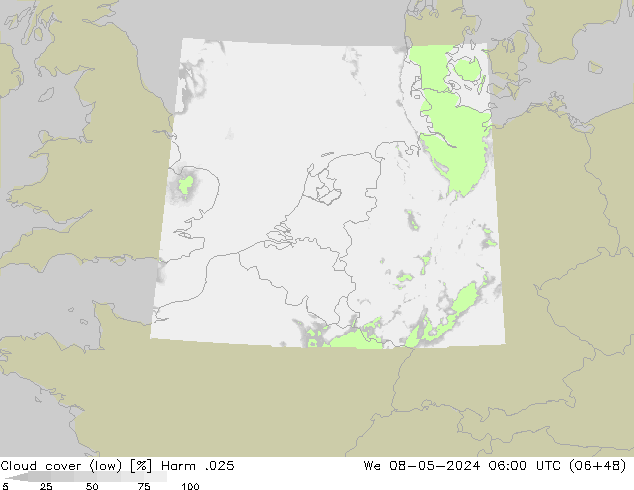 Bewolking (Laag) Harm .025 wo 08.05.2024 06 UTC