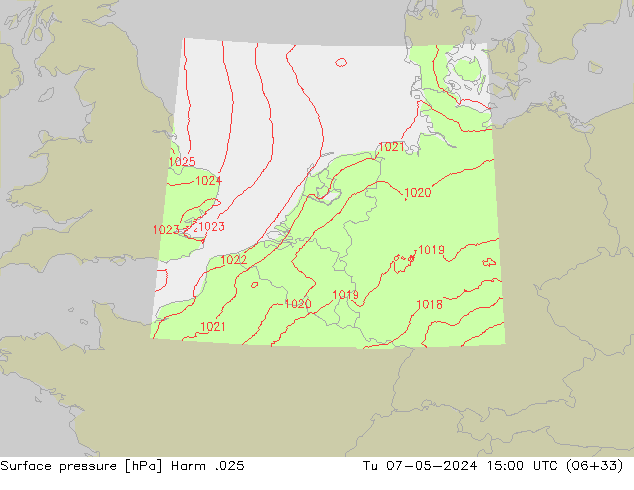 Surface pressure Harm .025 Tu 07.05.2024 15 UTC