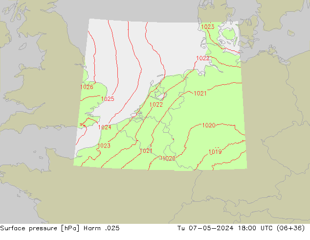 Luchtdruk (Grond) Harm .025 di 07.05.2024 18 UTC