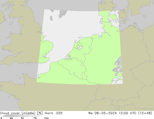 Cloud cover (middle) Harm .025 We 08.05.2024 12 UTC