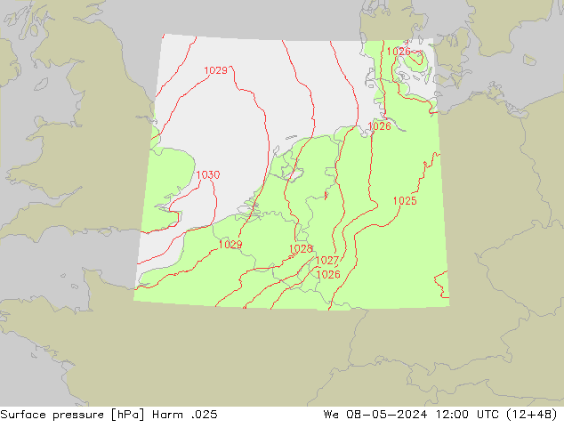 приземное давление Harm .025 ср 08.05.2024 12 UTC