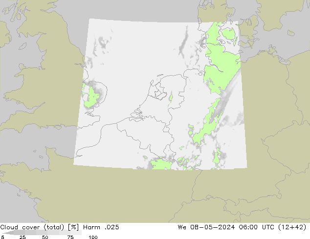 Bewolking (Totaal) Harm .025 wo 08.05.2024 06 UTC