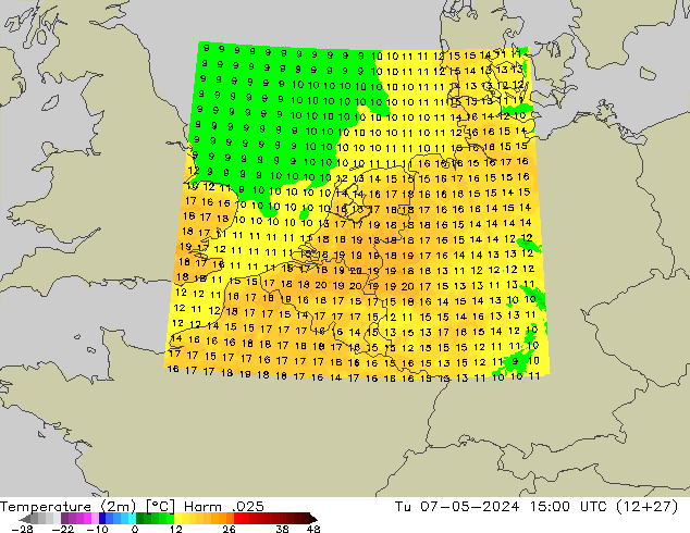 Temperatura (2m) Harm .025 Ter 07.05.2024 15 UTC