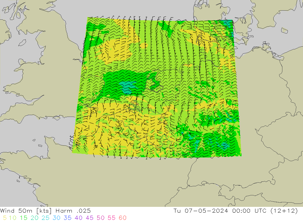 Wind 50m Harm .025 Tu 07.05.2024 00 UTC