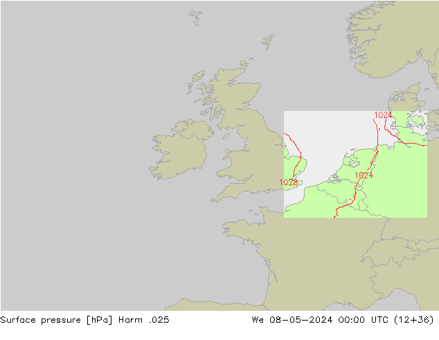 Surface pressure Harm .025 We 08.05.2024 00 UTC
