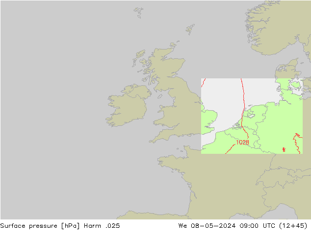 Pressione al suolo Harm .025 mer 08.05.2024 09 UTC